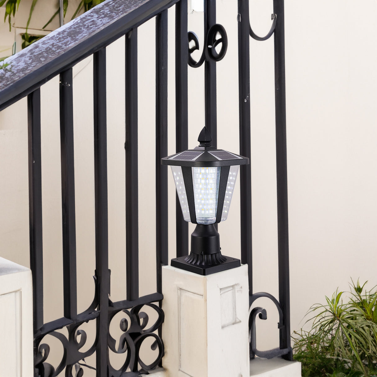 Solar Column Headlights With Dimmable LED - V.I.P Digital Presence