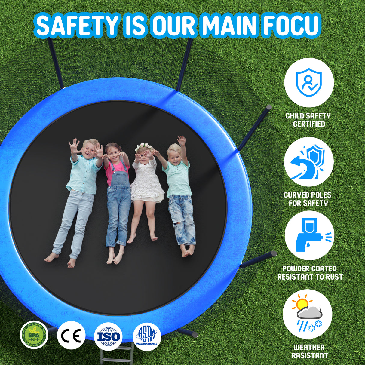 14 FT TRAMPOLINE OUTSIDE SAFETY NET WITH BASKETBALL HOOP - V.I.P Digital Presence