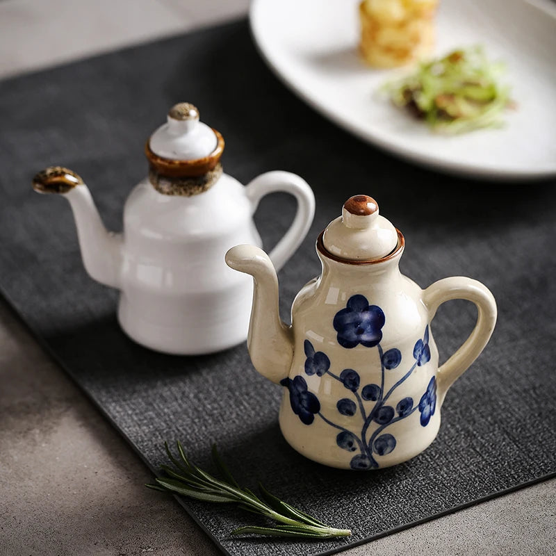 Ceramic Blue and White Kuibai Oil Pot Vinegar Bottle Oil Bottle Vinegar Pot Seasoning Pot Soy Sauce Hotel Restaurant - V.I.P Digital Presence