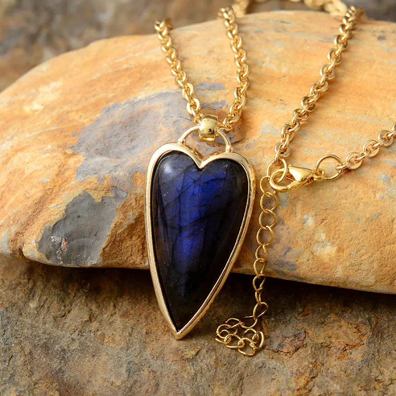 Copper Labradorite Heart Shape Necklace - V.I.P Digital Presence