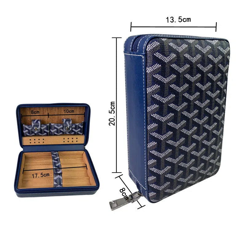 Carved version cigar box portable cedar wood cigar moisturizing box cowhide cigar box storage box Gaoxiba - V.I.P Digital Presence