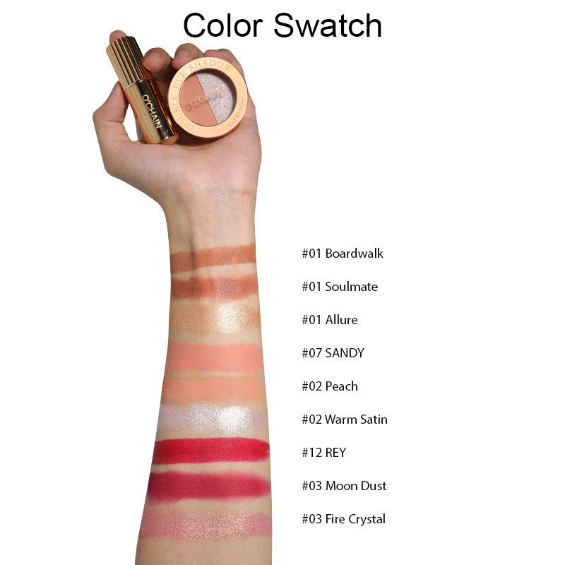 O'CHAINPearlescent two-color eyeshadow matte lipstick does not fade, non-sticky cup powdery delicate eyeshadow palette - V.I.P Digital Presence