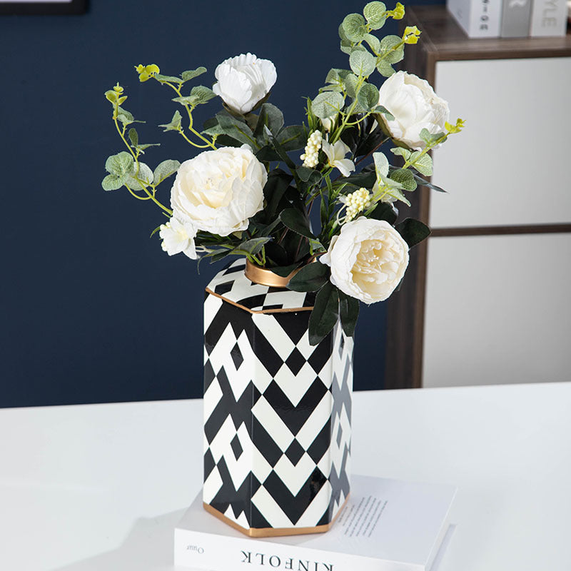 Geometric Black and White Striped Storage Jar Household Ceramic Candy Sealed Jar Vase Sundries Container Home Decoration - V.I.P Digital Presence