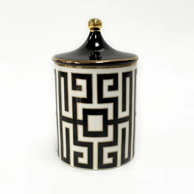 Gold Plated Stripe Ceramic Storage Jar Home Scented Candle Bottle Wedding Candy Gift Jar Cosmetic Jewelry Storage Bottle Decor - V.I.P Digital Presence