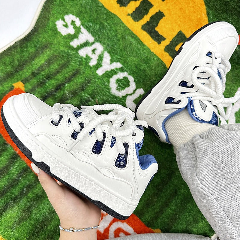 National trendy white shoes for men niche trendy thick soled sports sneakers for women - V.I.P Digital Presence