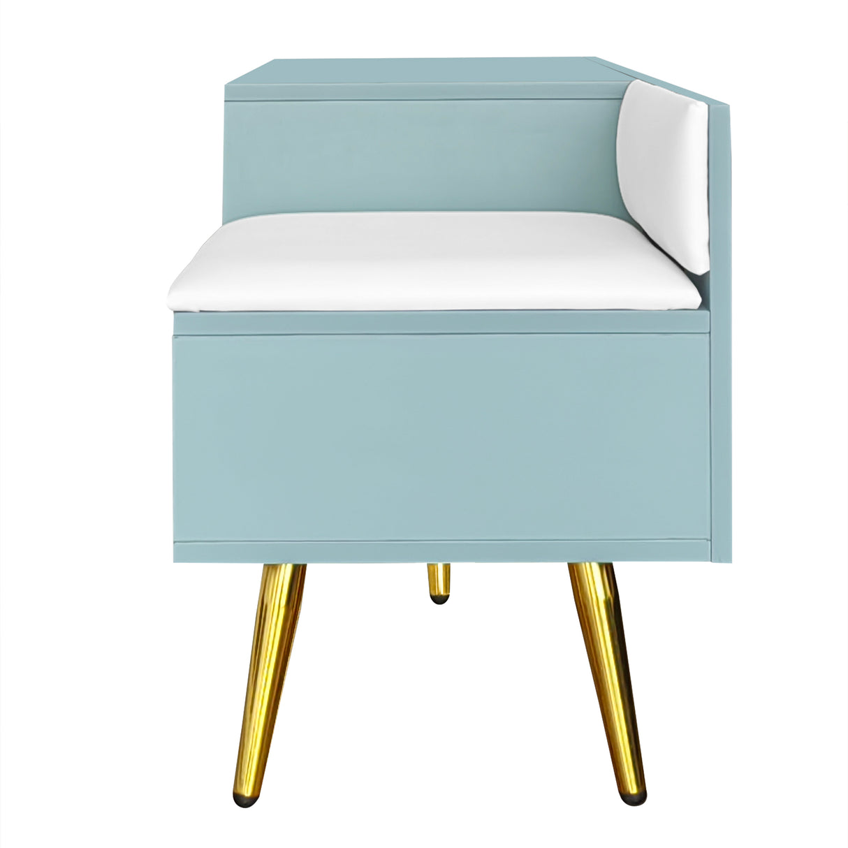Modern Shoe Storage Bench with Hidden Storage and Upholstered Cushions for Bedside, Living Room and Entryway (Tiffany Blue) - V.I.P Digital Presence