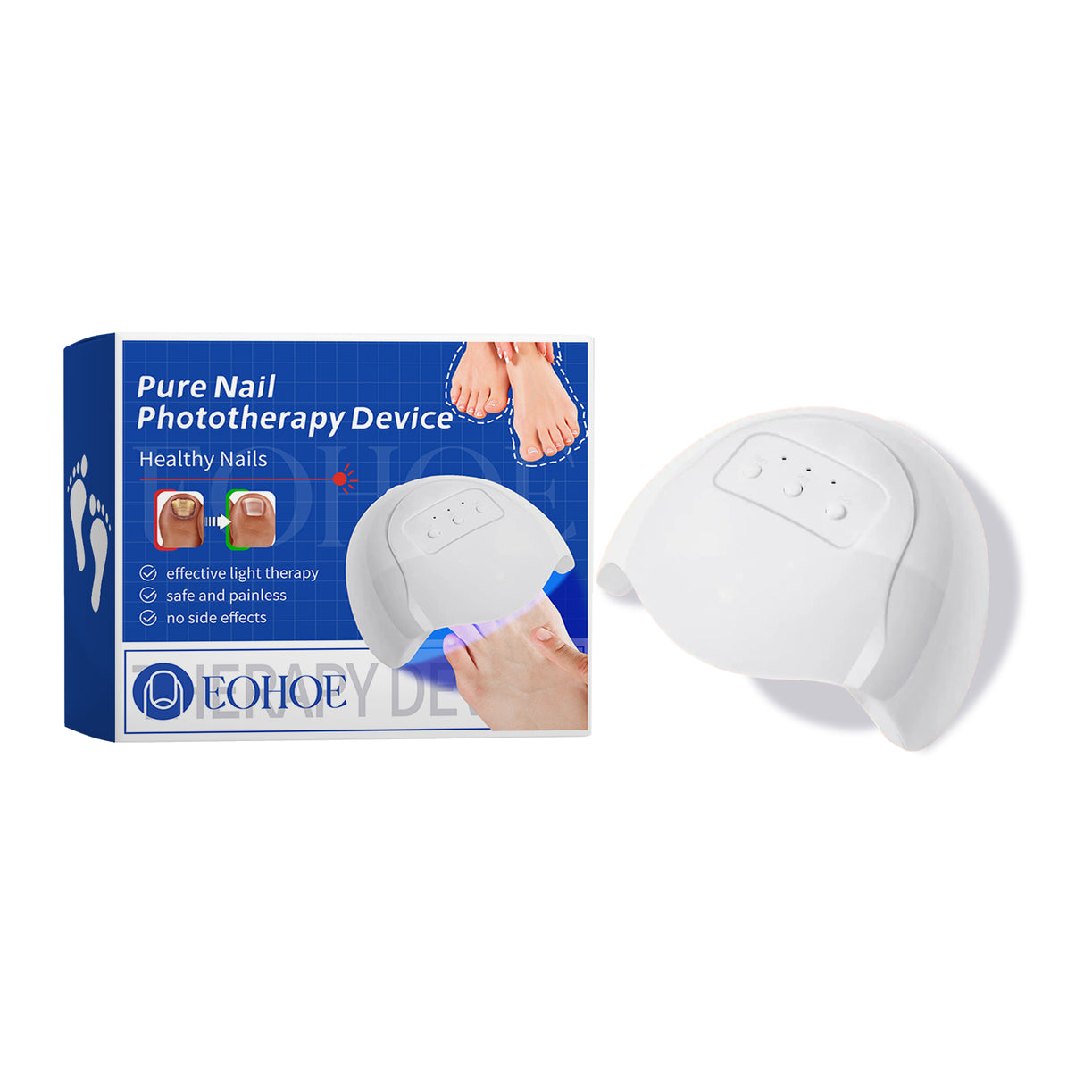 Dispositivo de fototerapia de uñas puro, repara uñas rotas, engrosa y aclara las uñas, limpia suavemente las uñas grises y cuida las uñas.