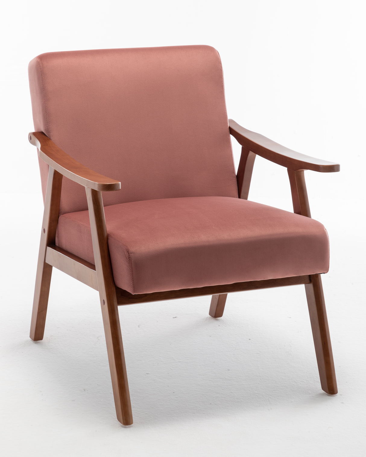 Mid-Century Modern Chair, Living Room Chair with Solid Wood Frame, Accent Chair Extra-Thick Backrest, Wingback Chair for Bedroom - V.I.P Digital Presence