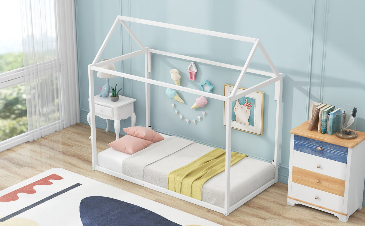 Metal House Shape Platform Bed twin