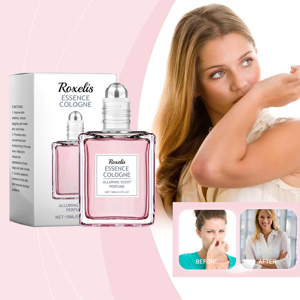 Pink Rose Fragrance Essential Oil, Mild Natural Fresh Fragrance Fragrance Portable Women's Eau De Toilette - V.I.P Digital Presence