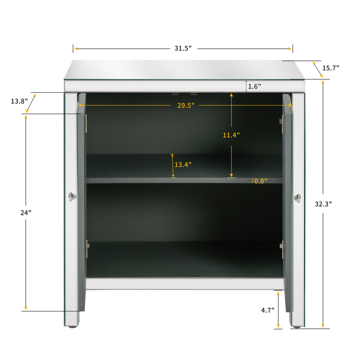 Storage Cabinet With Mirror Trim And Diamond Shape Design Spliced Combination For Living Room, Dining Room, Entryway, Kitchen - V.I.P Digital Presence