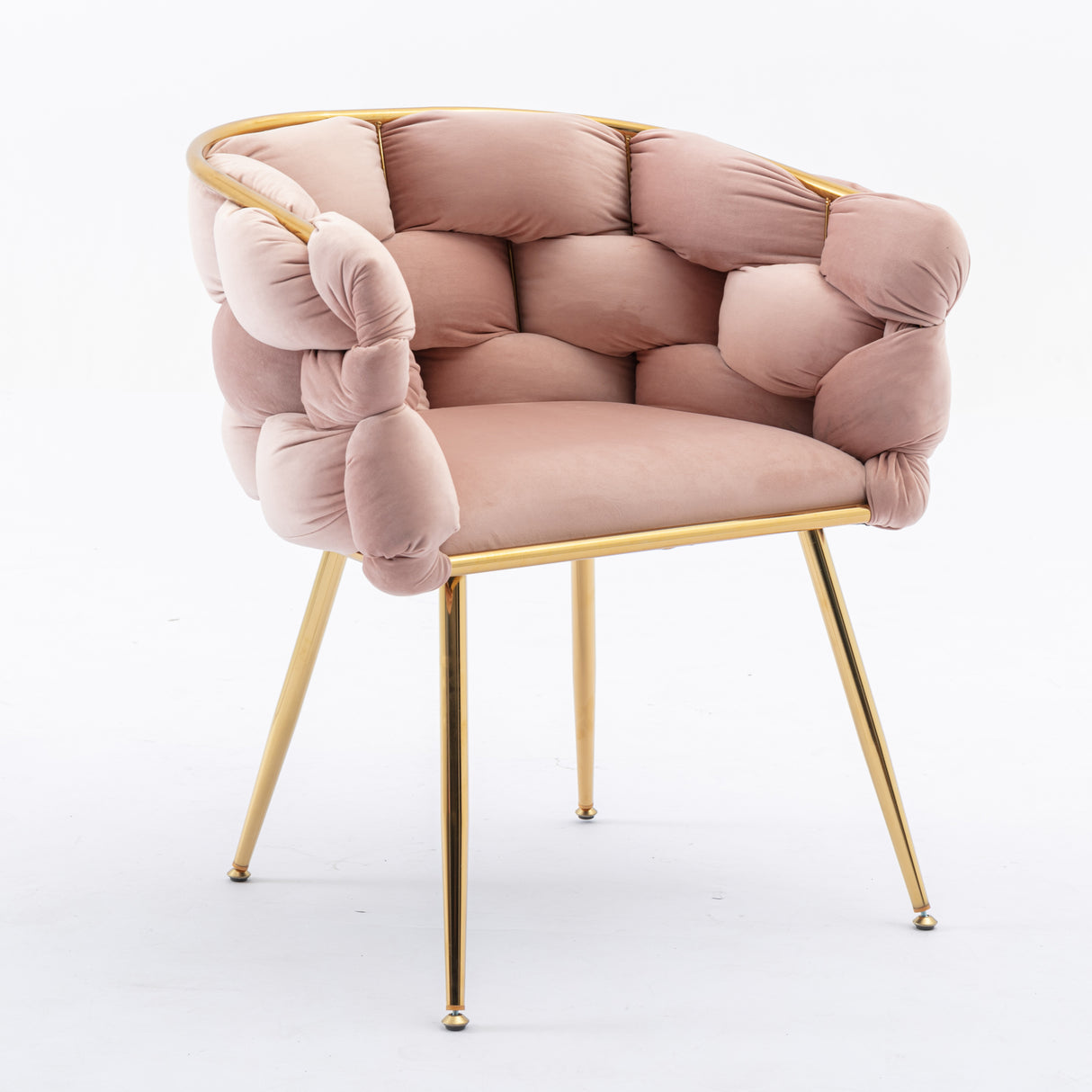 Luxury modern simple leisure velvet single sofa chair bedroom stool manicure table back chair pink set of 2 - V.I.P Digital Presence