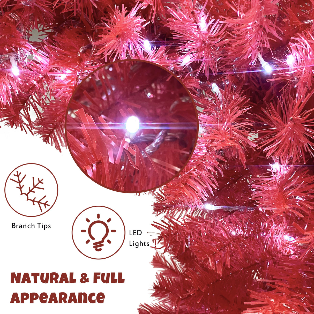 6FT hinge fir artificial fir curved top Christmas tree, bendable, 1250 lush branch hints, 300 LED Christmas lights - V.I.P Digital Presence