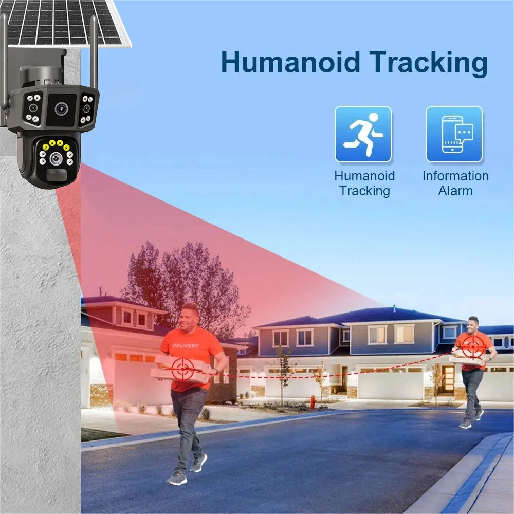 Outdoor panoramic pan tilt solar camera without power or network remote three screen night vision orchard monitoring camera - V.I.P Digital Presence