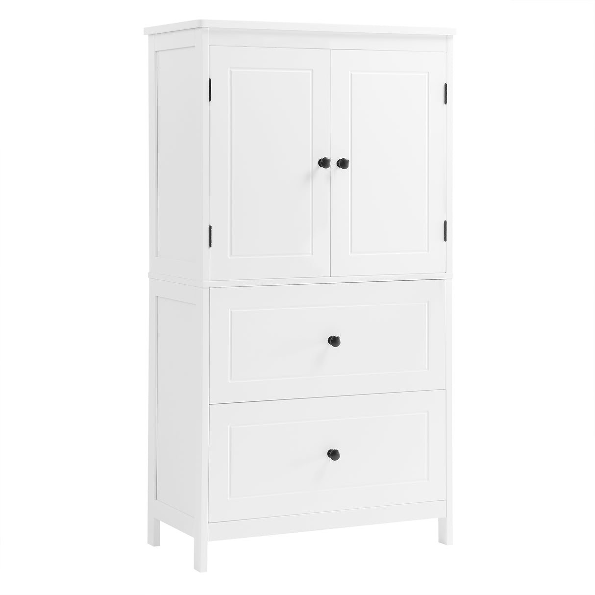 Bathroom Storage Cabinet, Cabinet with Two Doors and Drawers, Adjustable Shelf, MDF Board, White - V.I.P Digital Presence
