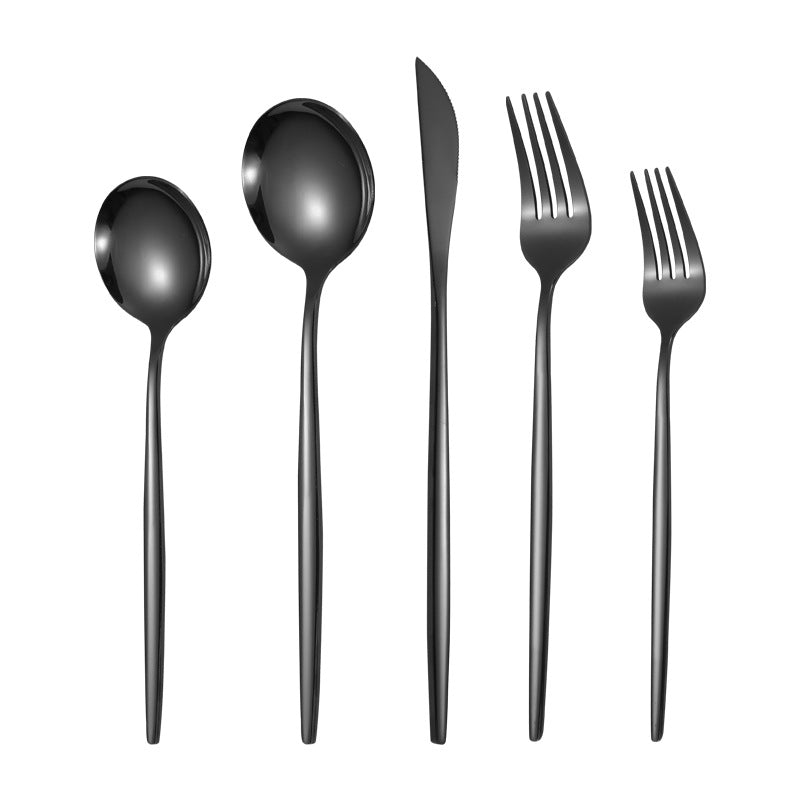 Portuguese Stainless Steel Knife Fork Spoon Golden Steak Knife Fork Set Four-Piece Tableware Set - V.I.P Digital Presence