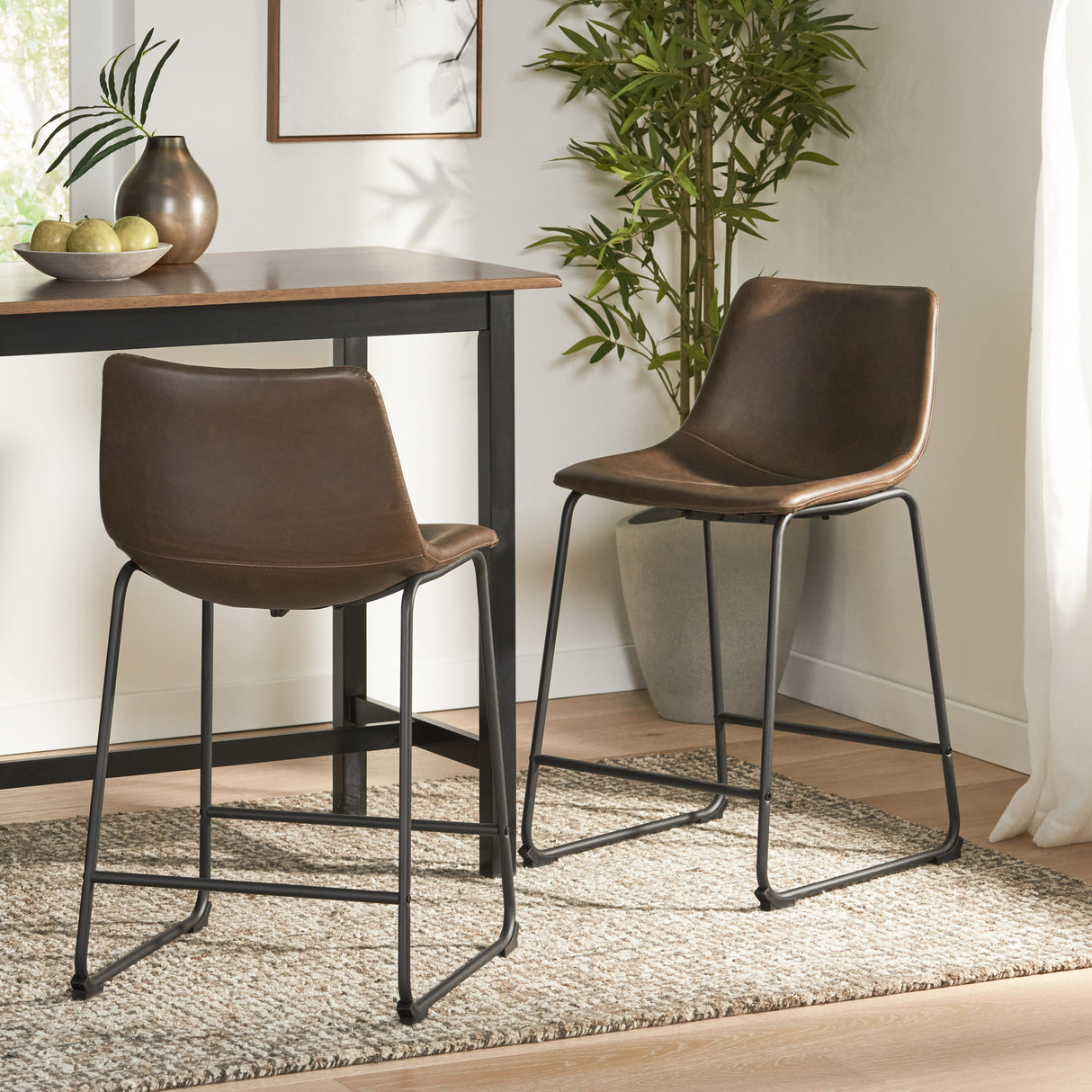 Vintage Style Brown 24-Inch Counter Stool (Set of 2) - V.I.P Digital Presence