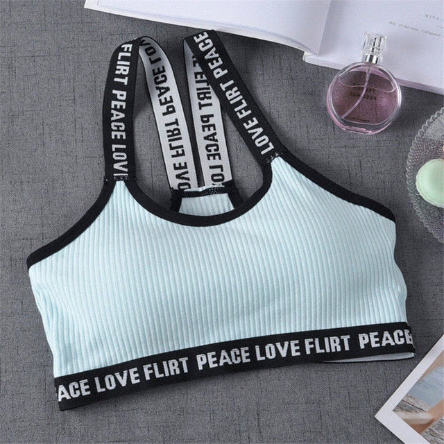 Sport Cropped Top Bra Push Up Running Yoga Bra Cotton Letters Sport Tops For Women Gym Wear Solid Fitness Bra Women Sportswear - V.I.P Digital Presence
