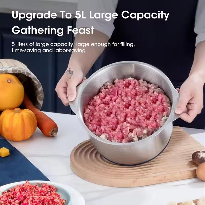 Electric Meat Grinders, 5L Food Processor, Stainless Steel Multifunctional Vegetable Slicer, Kitchen Chopper & Mixer - V.I.P Digital Presence