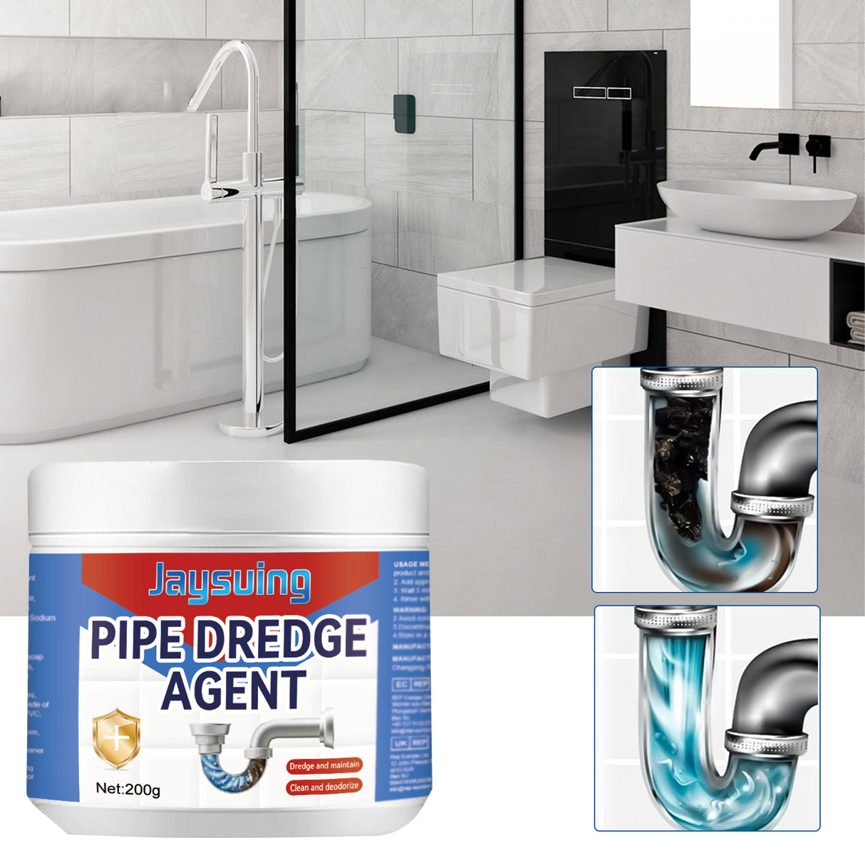 Pipe Remover, Kitchen Bathroom Drain Block Cleaning Stain Deodorant Remover - V.I.P Digital Presence