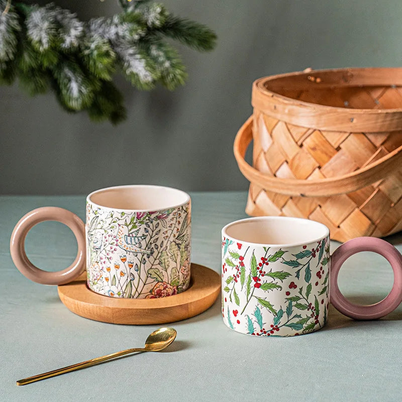 British Style Ceramic Mug Cute Coffee Cups Personality Gift Household Color Painting Kawaii Girls Breakfast Oat Milk Mugs - V.I.P Digital Presence