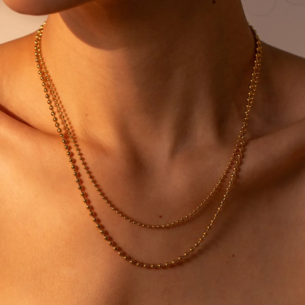 18K Gold-Plated Lobster Closure Bead Necklace - V.I.P Digital Presence