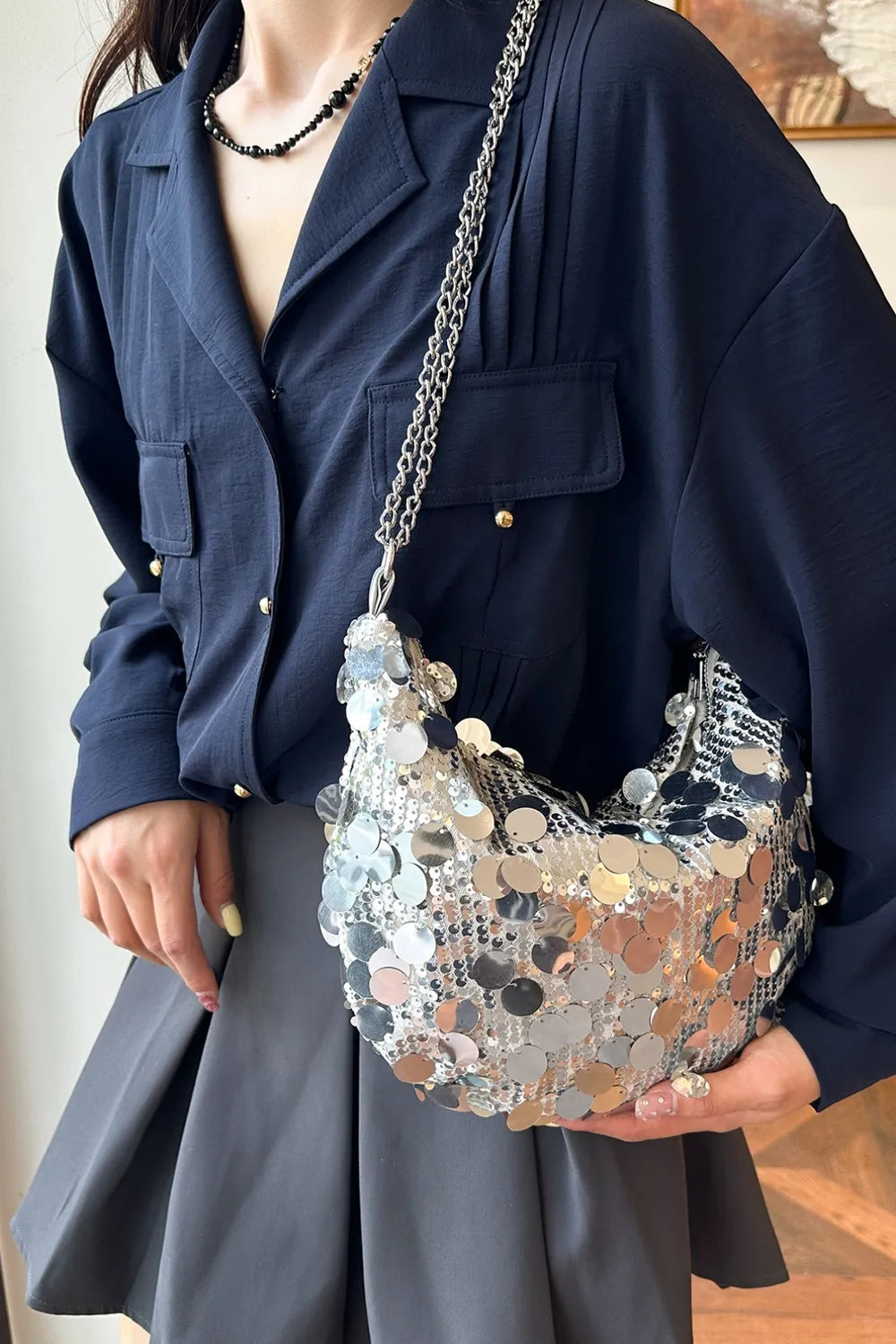 Sequin Chain Crossbody Bag - V.I.P Digital Presence