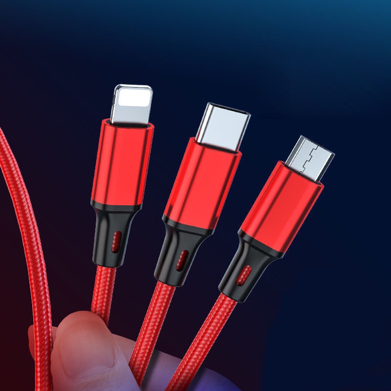 3-in-1 mobile phone fast charging 1-to-3 fast 3-head 3-wire charging data cable - V.I.P Digital Presence