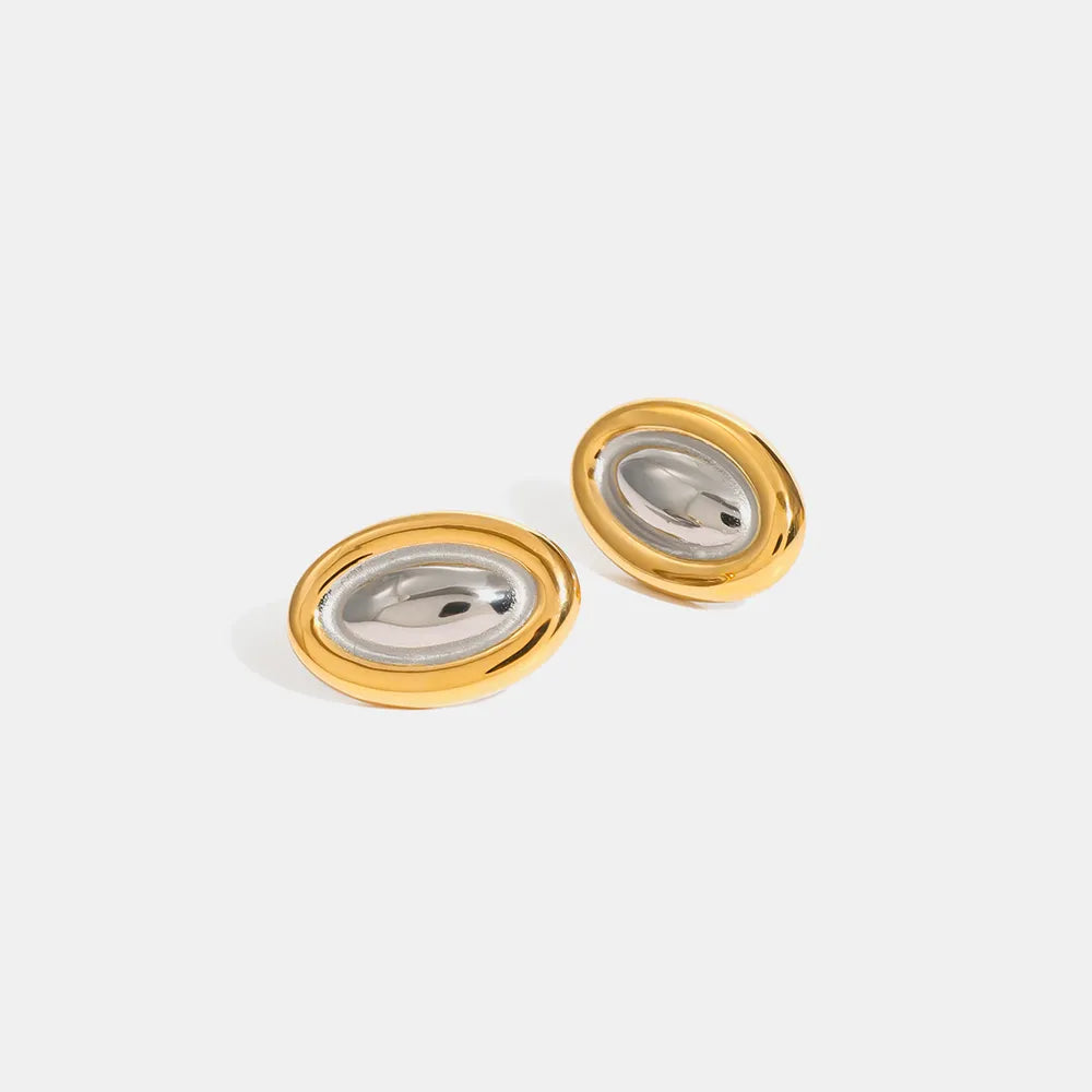 Stainless steel color blocked oval earrings fashionable and versatile titanium steel earrings - V.I.P Digital Presence