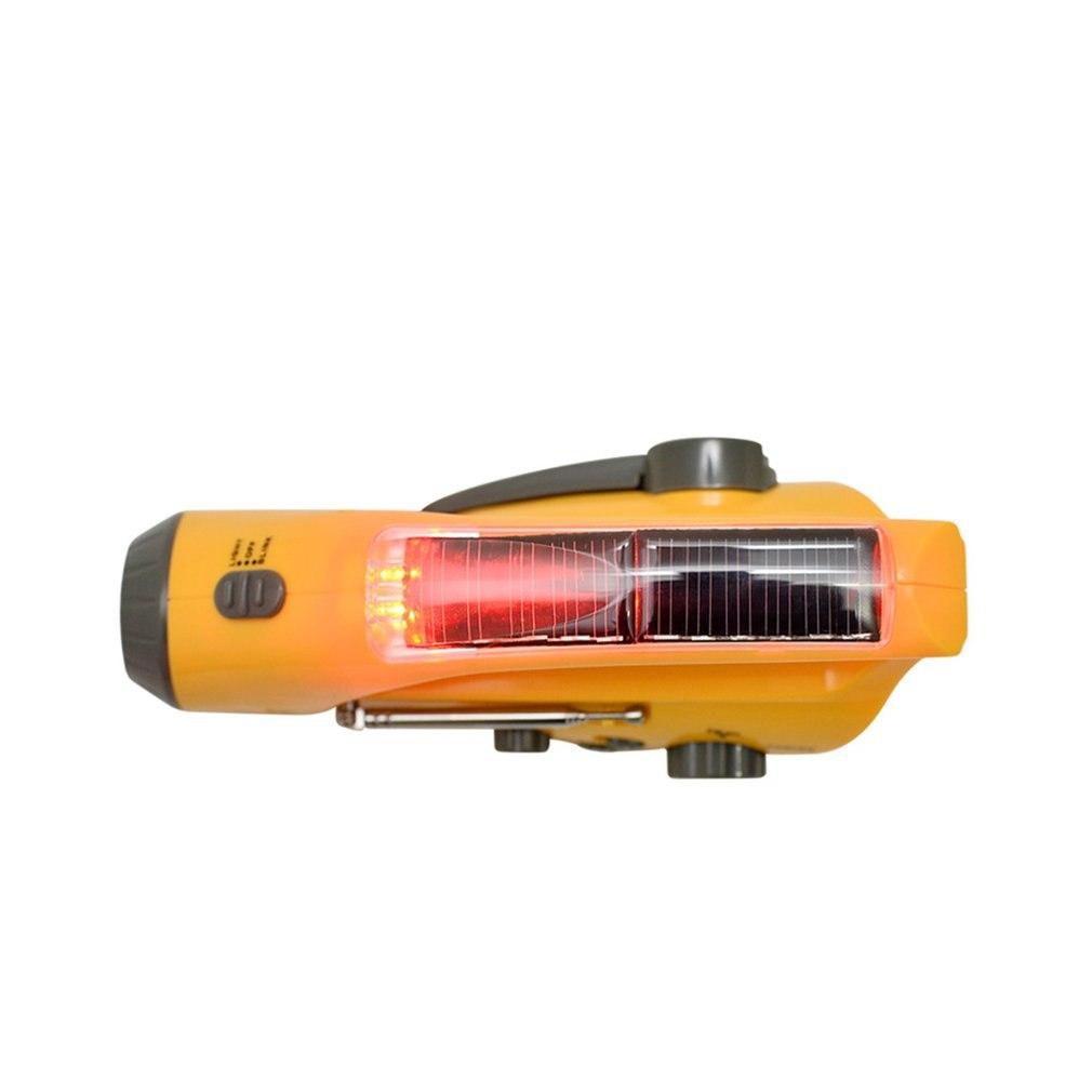 Linterna LED de energía solar con dinamo de manivela, linterna de emergencia para exteriores, luz de camping, radio FM, AM, cargador USB para teléfono