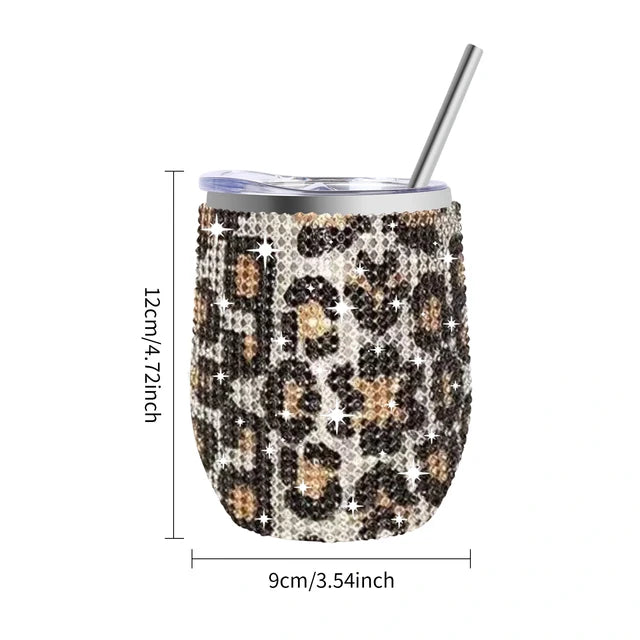 12oz Diamond Wine Tumbler With Sealed Lid Vacuum Thermo Beer Mug Cup Stainless Steel Mug Cup Champagne Party Bridemaid Gift - V.I.P Digital Presence