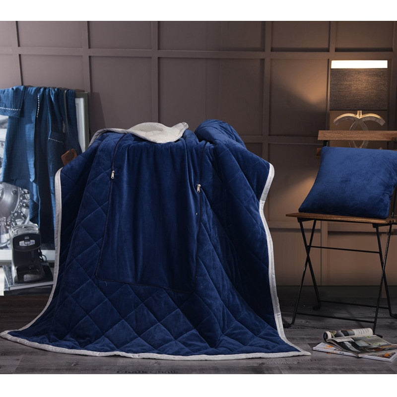 Manta de franela 2 en 1 para sofá de coche, cojín lumbar, manta de aire acondicionado, edredón de retazos plegable, ropa de cama