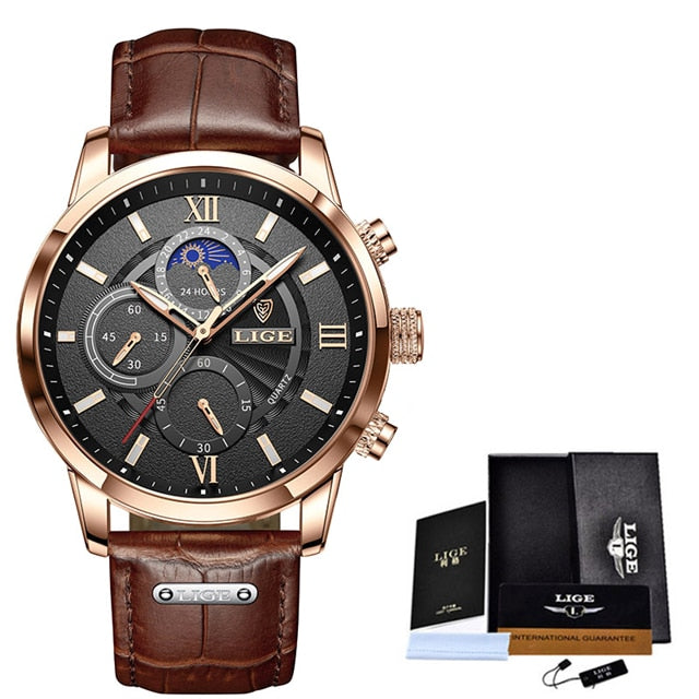 LIGE Men's Watches Top Brand Luxury Men Wrist Watch Leather Quartz Watch Sports Waterproof Male Clock Relogio Masculino+Box - V.I.P Digital Presence
