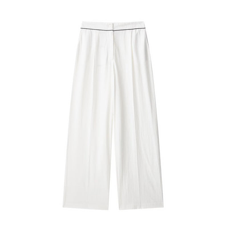 Style Women's Fashion Casual Rolled Edge Double-Breasted Jacket Wide Leg Pants - V.I.P Digital Presence