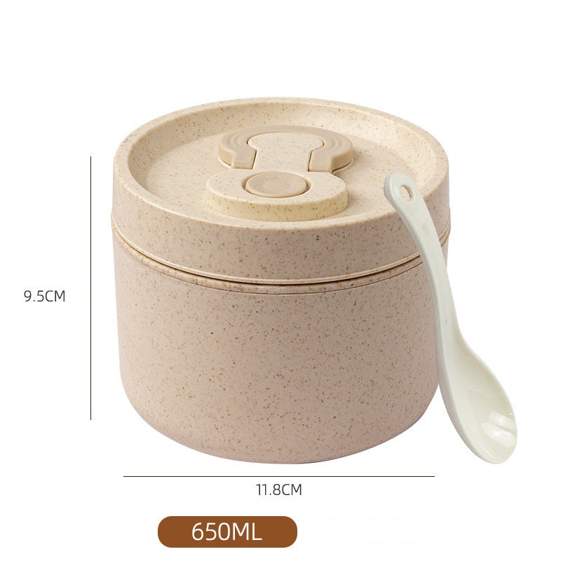 Sealed portable wheat straw insulated lunch box lunch box can be heated in microwave 650ml round lunch box - V.I.P Digital Presence