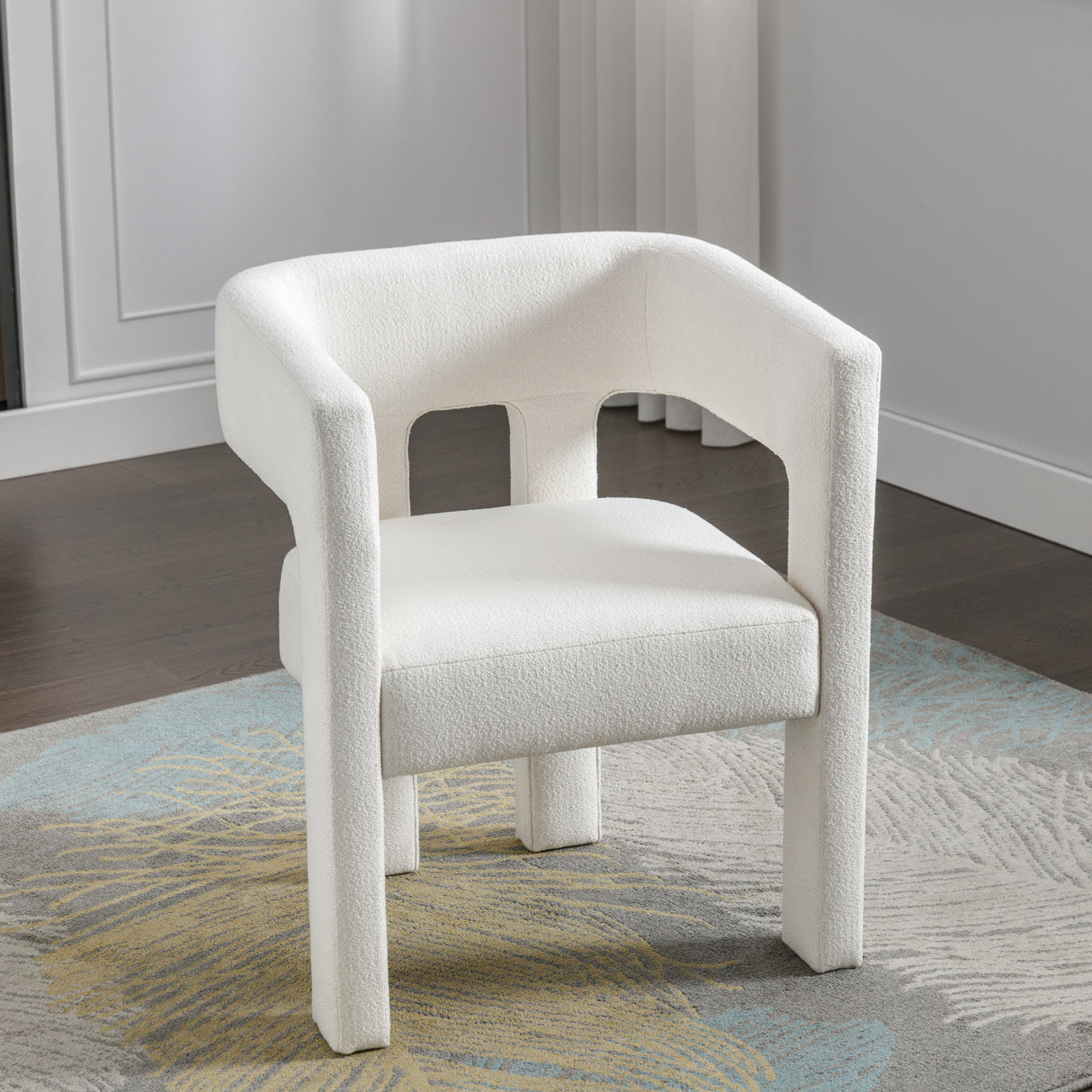 Contemporary Designed Fabric Upholstered Accent Chair Dining Chair for Living Room, Bedroom, Dining Room, Beige - V.I.P Digital Presence
