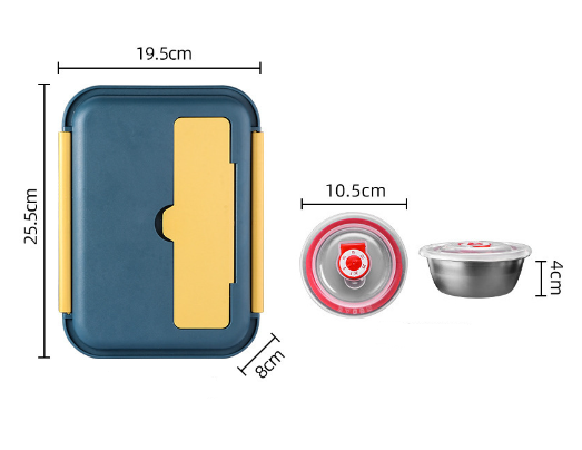 Classic simple 304 stainless steel double-sided buckle lunch box bento box with soup bowl - V.I.P Digital Presence