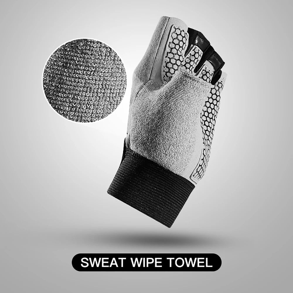 Guantes deportivos de levantamiento de pesas para hombres y mujeres, guantes de medio dedo antideslizantes con absorción de impactos para entrenamiento de ciclismo al aire libre