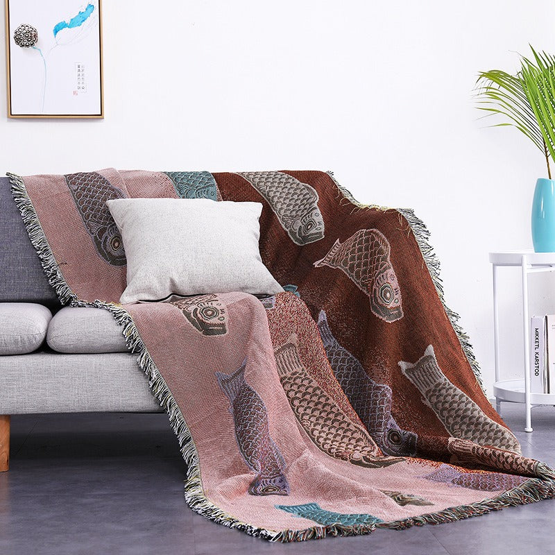 Modern minimalist koi patterned sofa blanket can be used as a soft carpet tablecloth decoration dust-proof - V.I.P Digital Presence