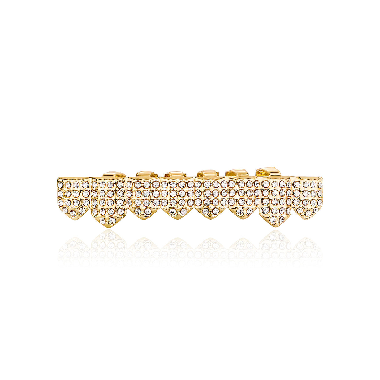 Real gold electroplated gold tooth set eight tooth full diamond hip hop tooth set tee grills - V.I.P Digital Presence