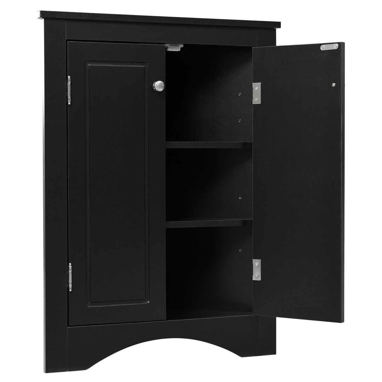 Black Triangle Bathroom Storage Cabinet with Adjustable Shelves, Freestanding Floor Cabinet for Home Kitchen - V.I.P Digital Presence