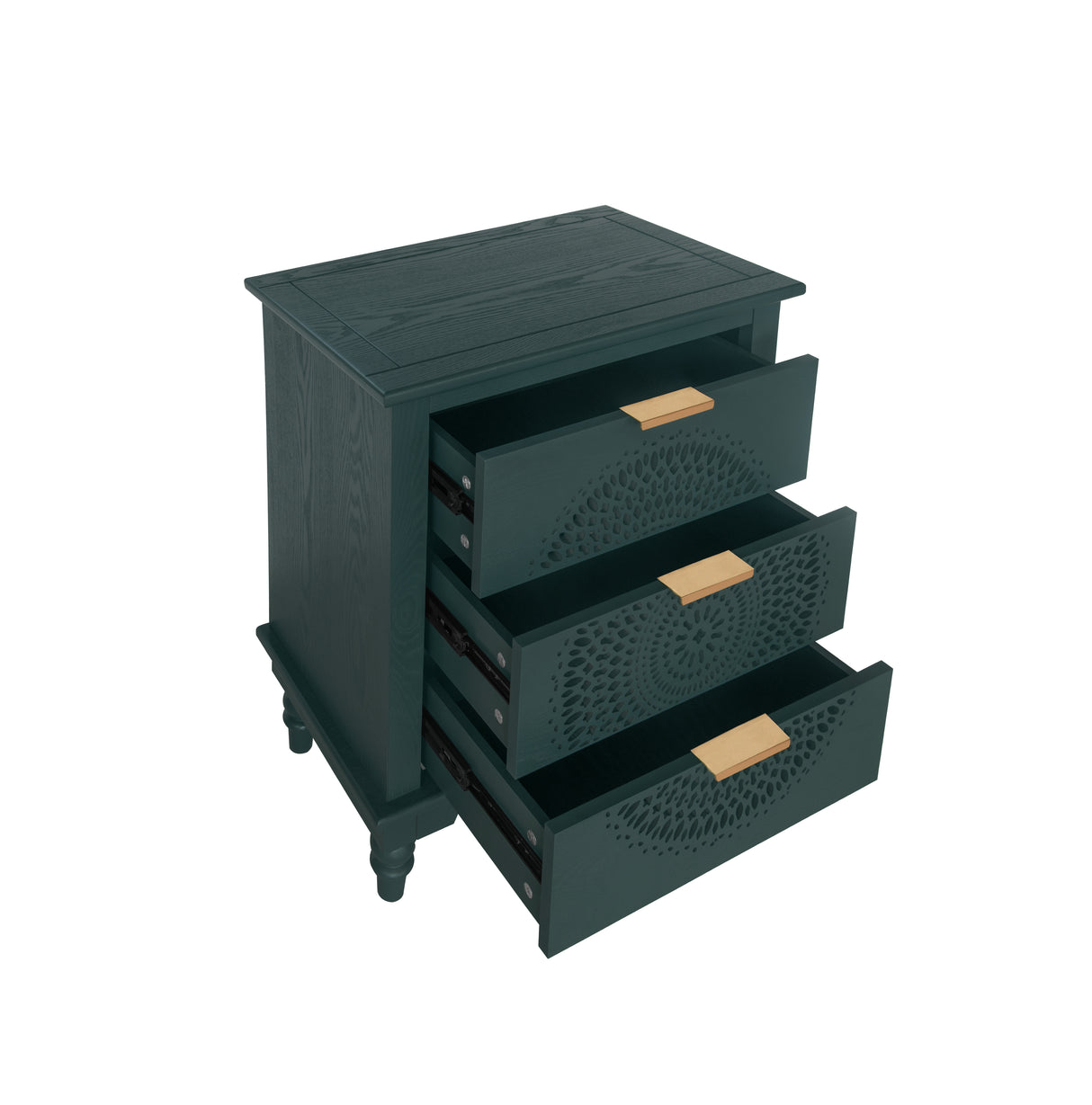 Hollow-Carved 3 Drawer Dresser Storage Chest with Metal Handles For Living Room Bedroom - V.I.P Digital Presence