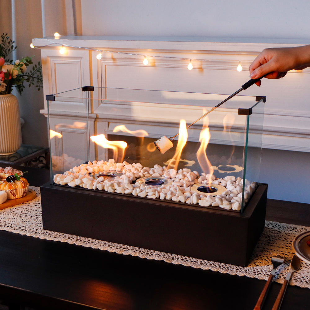 Rectangular three hole alcohol fireplace desktop home real fire heating alcohol lamp outdoor portable stove - V.I.P Digital Presence