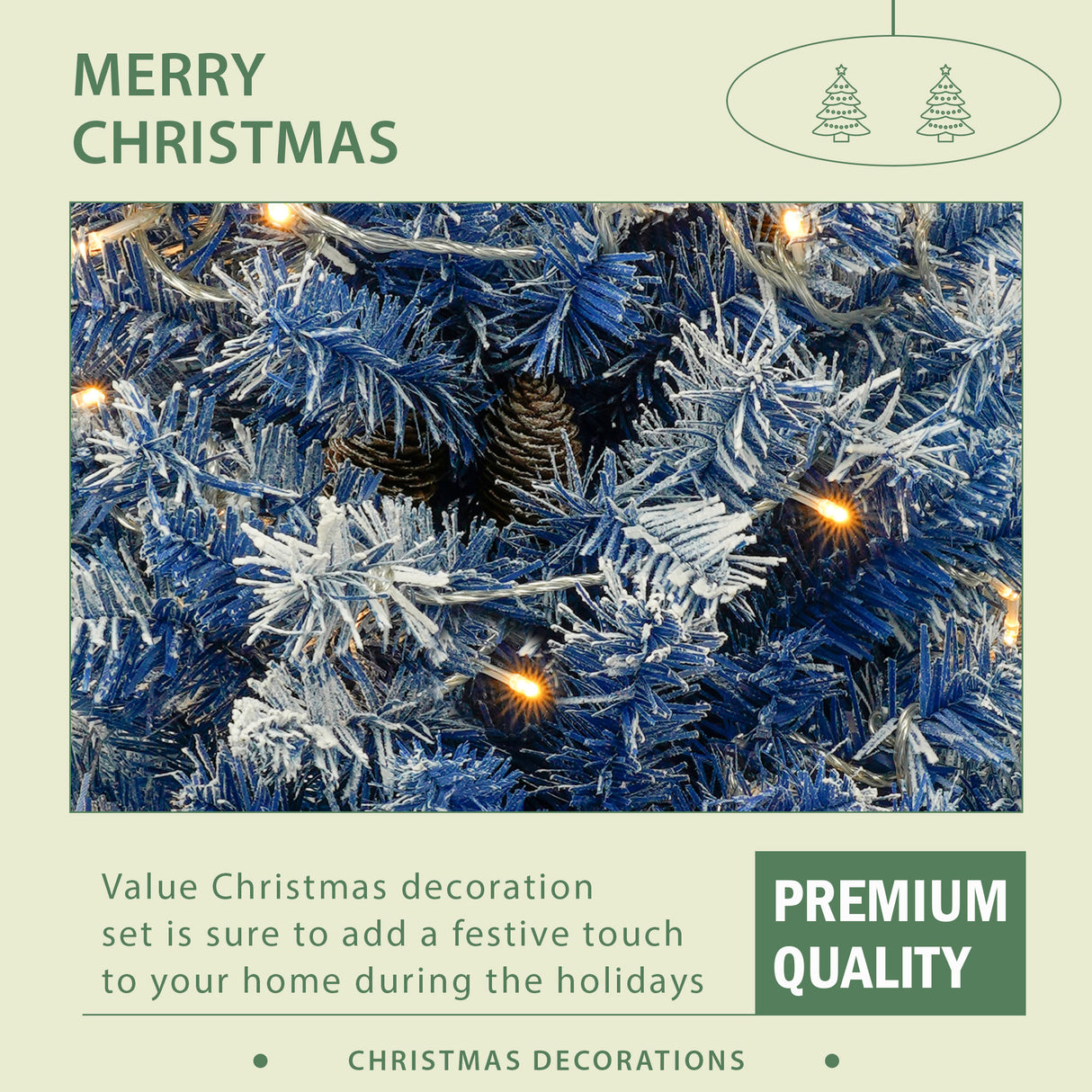 A set of 4 artificial Christmas trees, including flower garlands, flower garlands, and 2 entrance trees, equipped with LED light - V.I.P Digital Presence