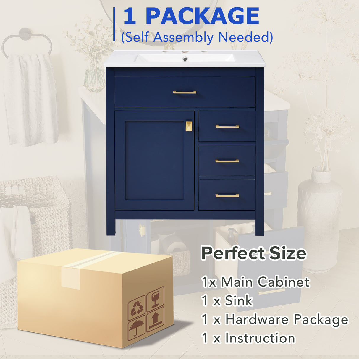 30-Inch Blue Bathroom Vanity with Ceramic Sink and Ample Storage - Ideal Choice for Small Bathrooms - V.I.P Digital Presence