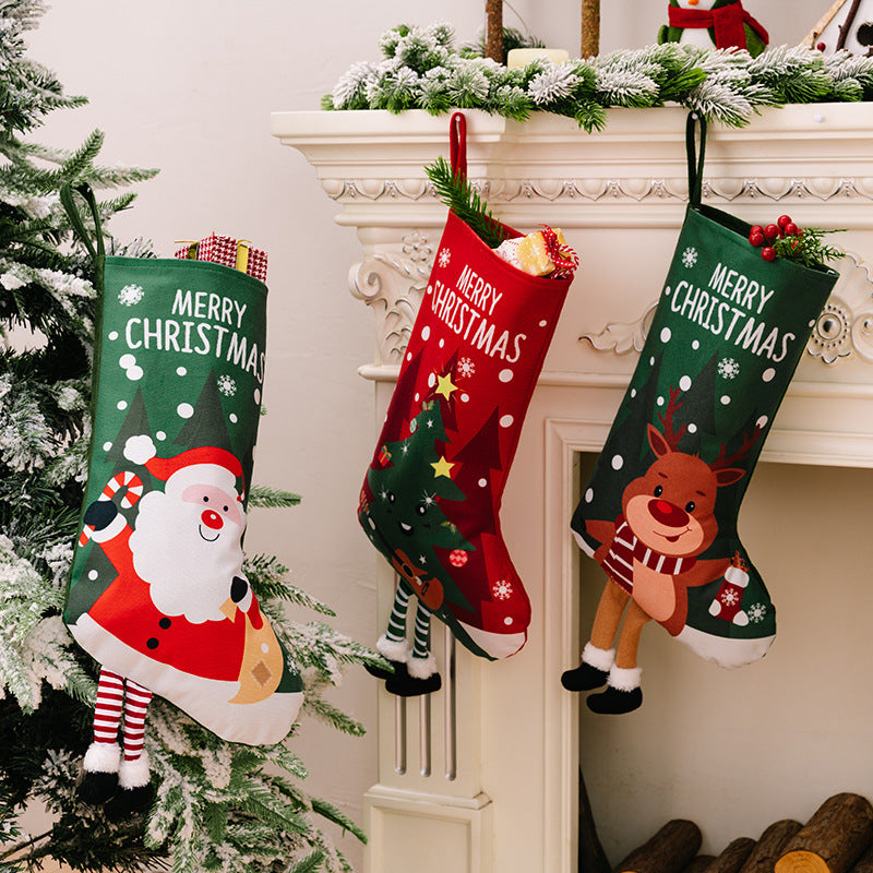 Christmas decorations, colorful prints, Christmas socks, Santa Claus gift socks, snowman gift bags, red and green leg hanging Christmas socks - V.I.P Digital Presence