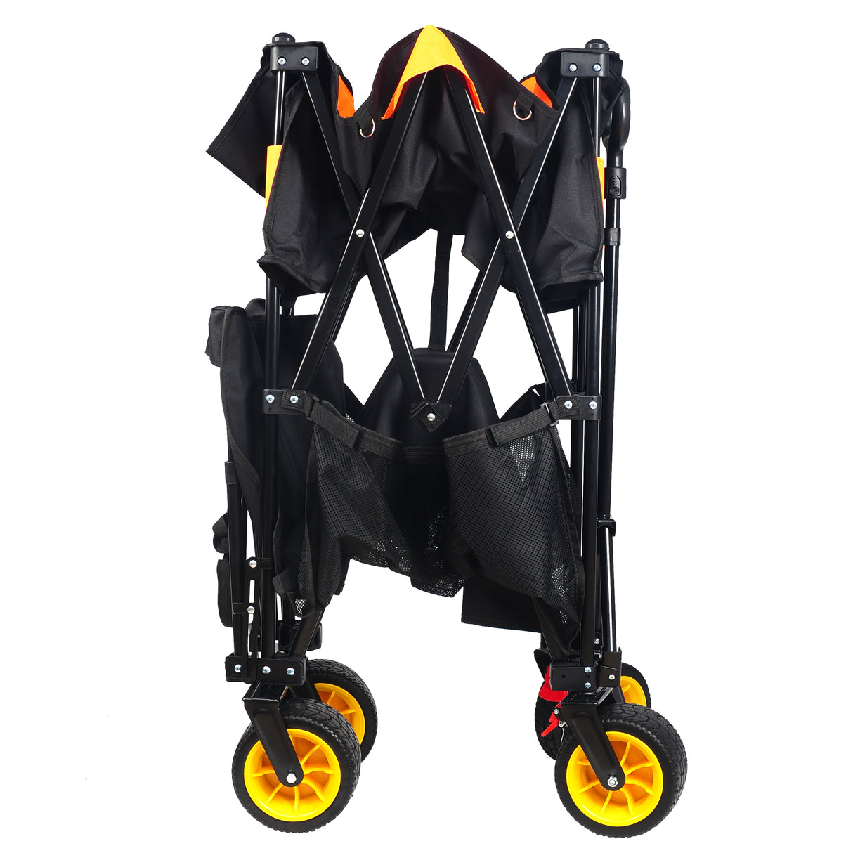 Big large capacity Folding cart Extra Long Extender Wagon Cart Folding Wagon Garden Shopping Beach Cart (black +orange) - V.I.P Digital Presence