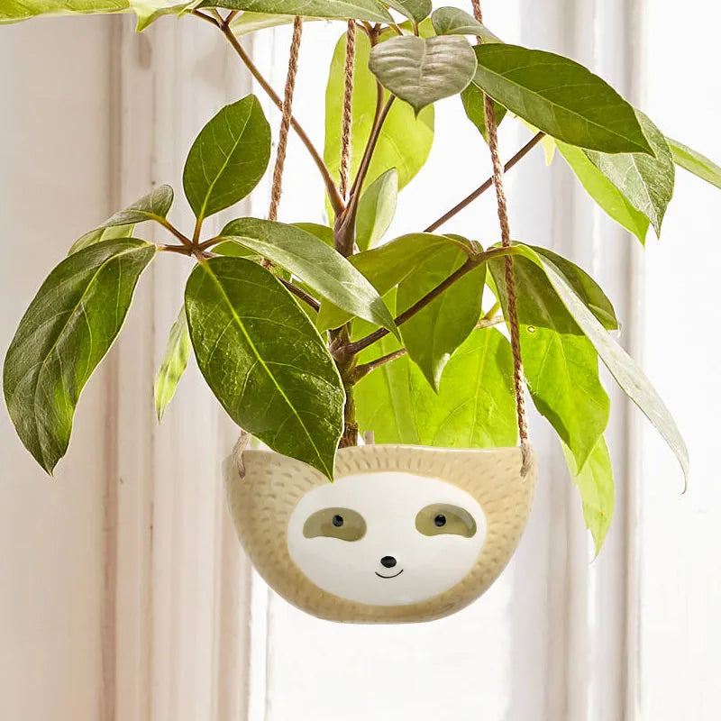 1Pcs Ceramic Hanging Plant Pots Scindapsus Chlorophytum Hanging Flower Basket Flower Pot Cartoons Animal Vase Garden Decoration - V.I.P Digital Presence