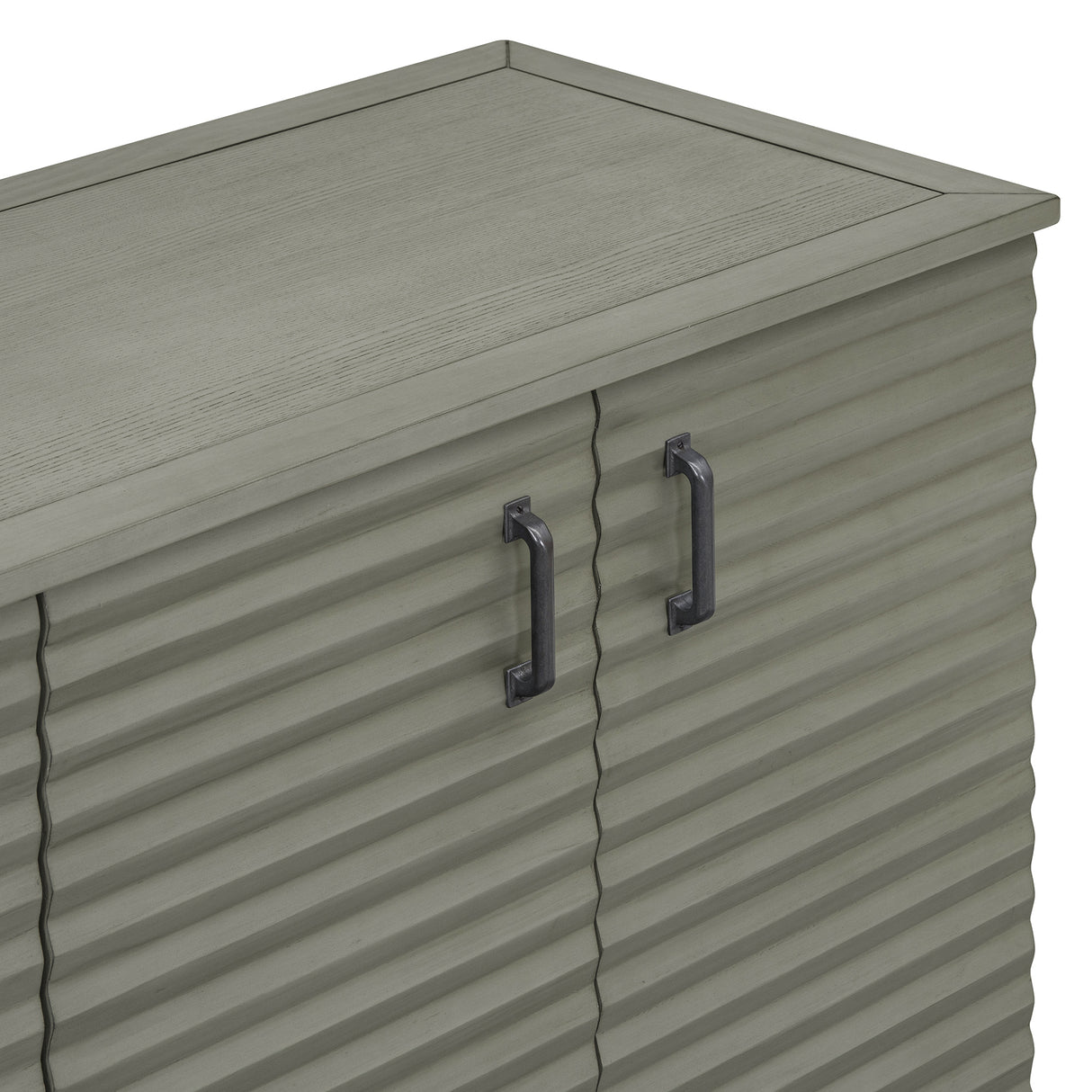 TREXM side panel with 4-door large storage buffet, adjustable shelves and metal handles (antique gray) - V.I.P Digital Presence