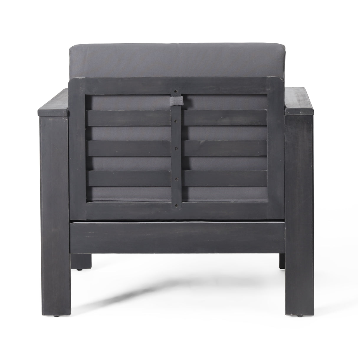 ( Set of 2) Outdoor Acacia Wood Club Chairs with Cushions, Dark Gray, 27.75"D x 32"W x 27.75"H - V.I.P Digital Presence